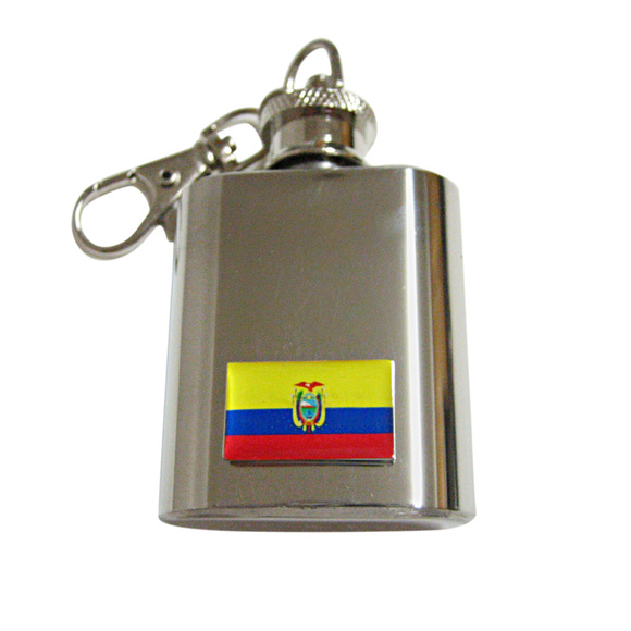 Ecuador Flag Pendant Keychain Flask - Picture 1 of 1